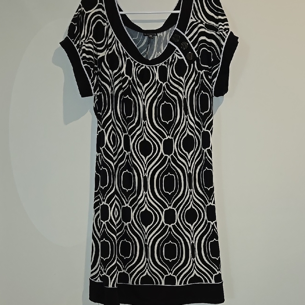 Enfocus Studio Black and White Patterned Dress